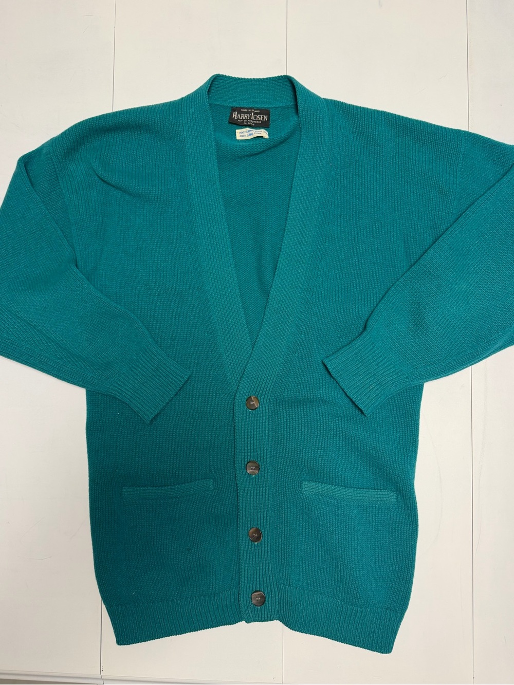 Harry Rosen Teal Green vintage Button-Front Cardigan